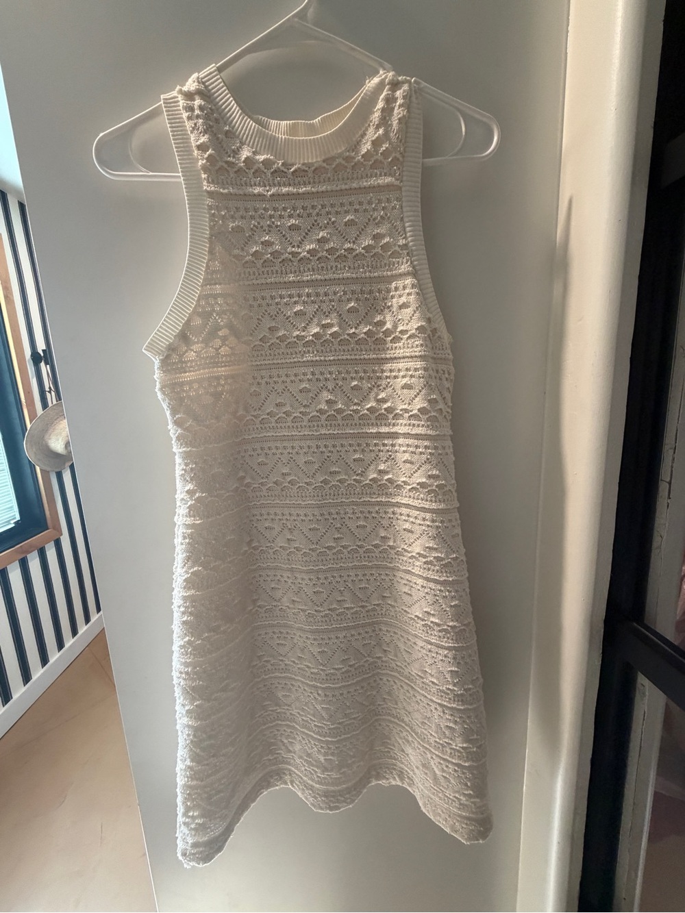 Anthropologie Cream Textured Crewneck Sweater